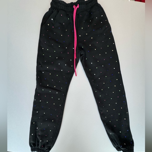 Terez Gemstone Cotton Jogger Pants In Black Gems Women’s XXS - Picture 3 of 5